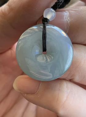 缅甸天然A货翡翠挂件老坑料烟紫色平安扣挂件22.9/5.5mm一物一证