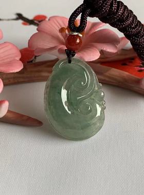 缅甸天然翡翠吊坠A冰种绿色果绿色如意吊坠货绿色万事如意挂件