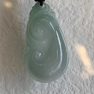缅甸天然翡翠A货吊坠冰种绿色浅绿色冰起胶葫芦叶子佛公如意挂件