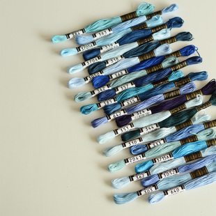 绣线434色全 纯棉线法式 日本OLYMPUS奥林巴斯25号刺绣线 蓝色系