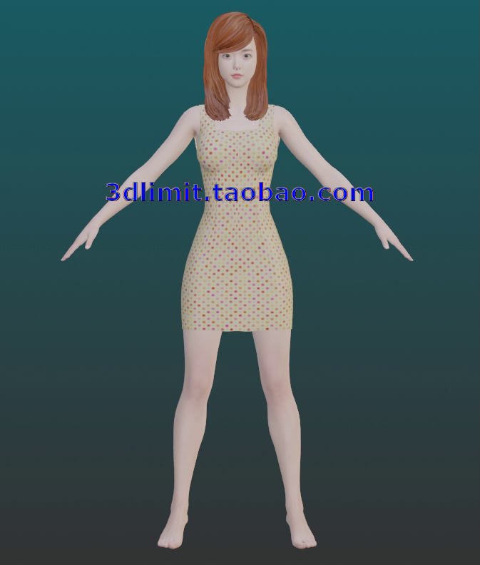 角色游戏美女生道具gltf glb fbx 3dMax C4D rhino Maya sketchup