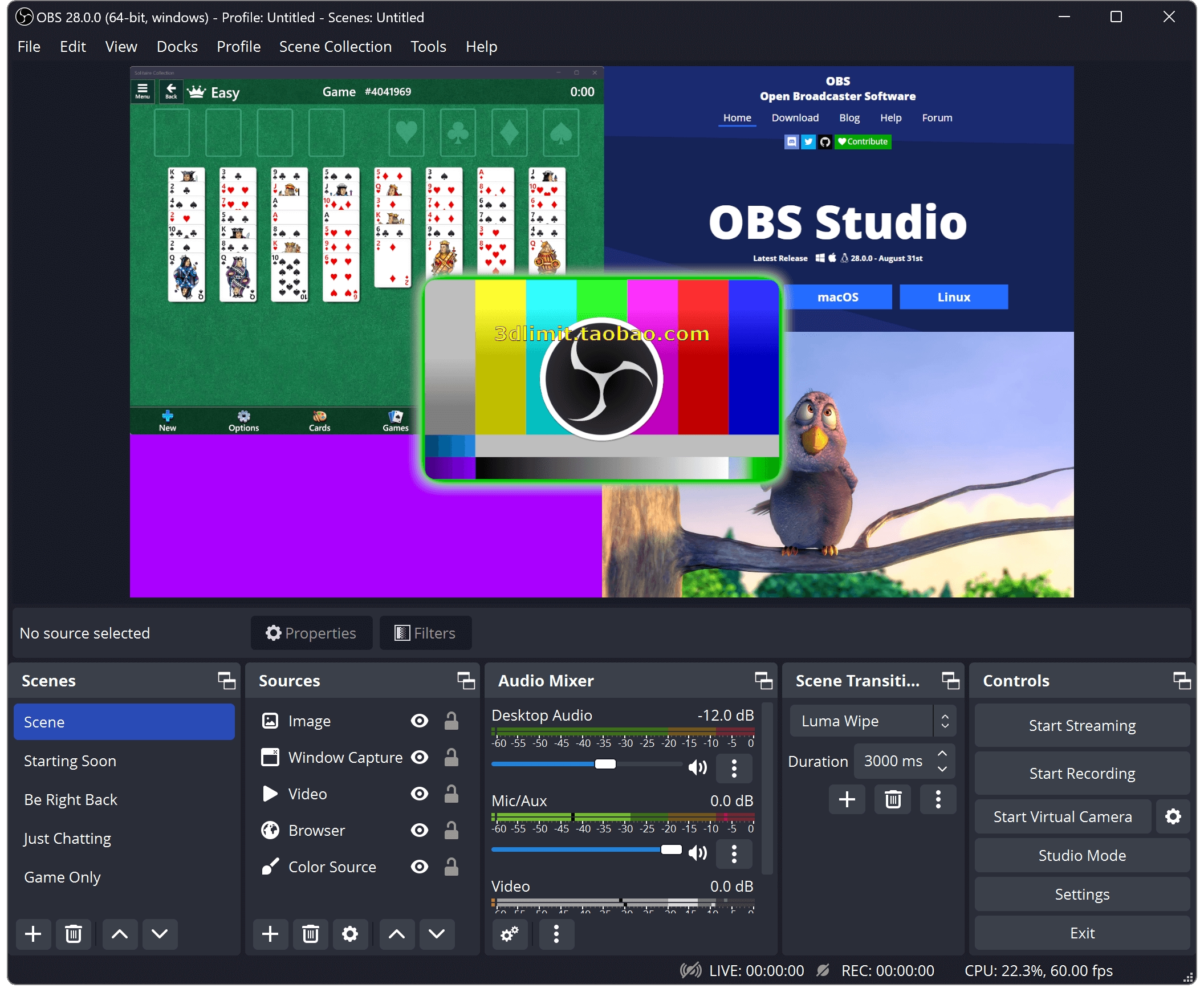 obs studio直播录屏音设计素材/源文件