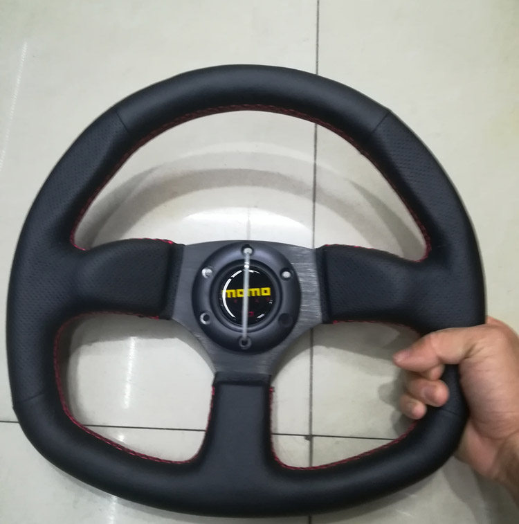 汽车改装方向盘半圆D字型通用真皮刀锋竞技赛车方向盘13通用改装