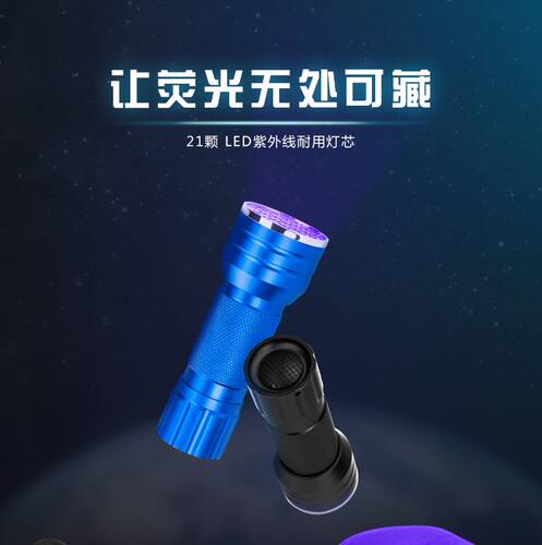 跨境21led紫光手电筒395nm