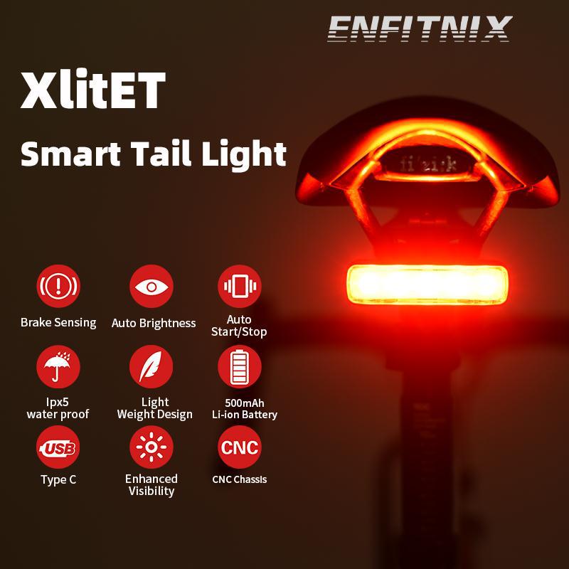 ENFITNIX自行车尾灯xlitET智能感应刹车尾灯XlitET单车刹车后灯