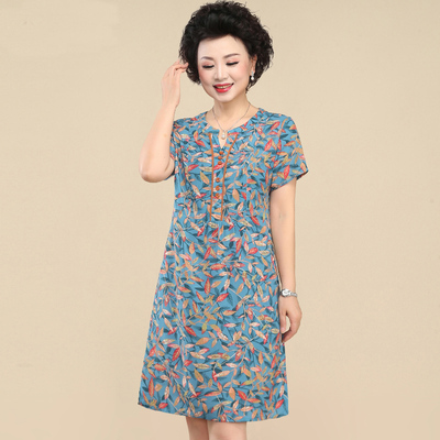 中年连衣裙小个子50岁气质夏装
