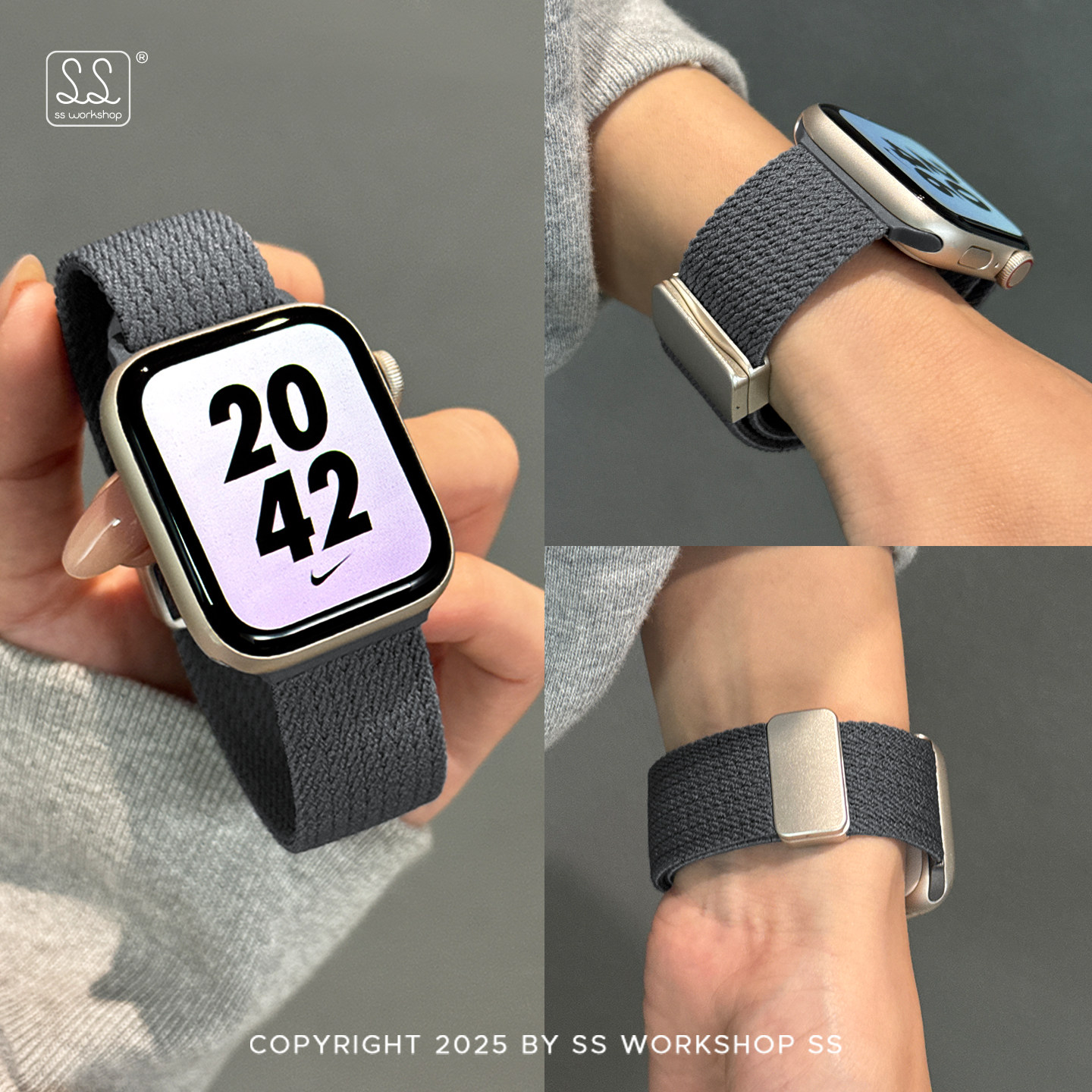 SS新款编织磁吸iwatch表带s10适用苹果手表applewatch男ultra女11