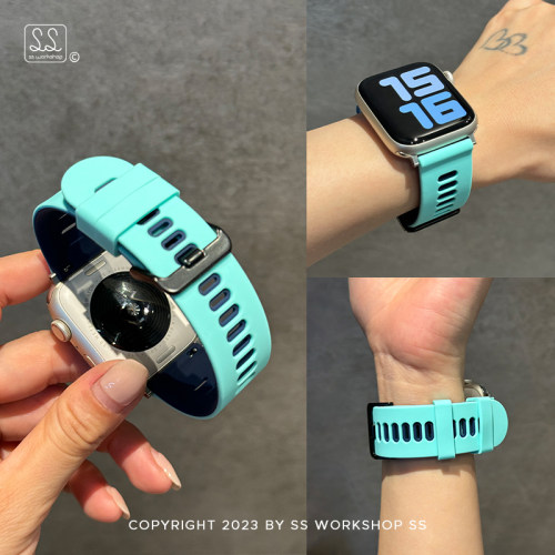新款撞色运动硅胶适用iwatch表带
