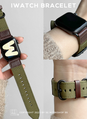 尼龙帆布透气表带s10适用appleWatch苹果手表iWatch9秋冬Ultra2女