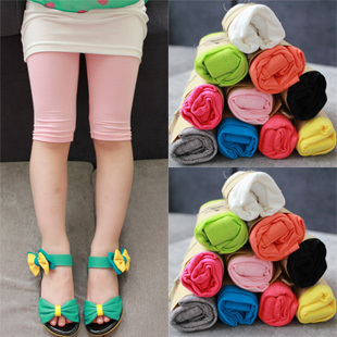 清仓不退换 女童糖果色七分/五分打底裤/儿童5分裤/7分裤子/ 夏款