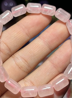 NO.5626天然粉晶桶珠手链7mm17.1g