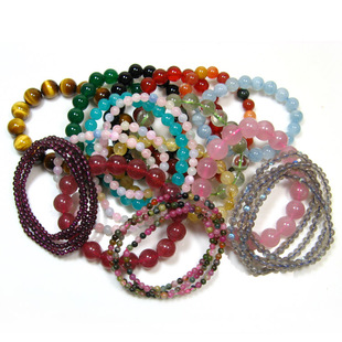 清仓甩卖合集1~碧玺黑曜石榴石月光石草莓晶玛瑙粉黄白紫水晶手链
