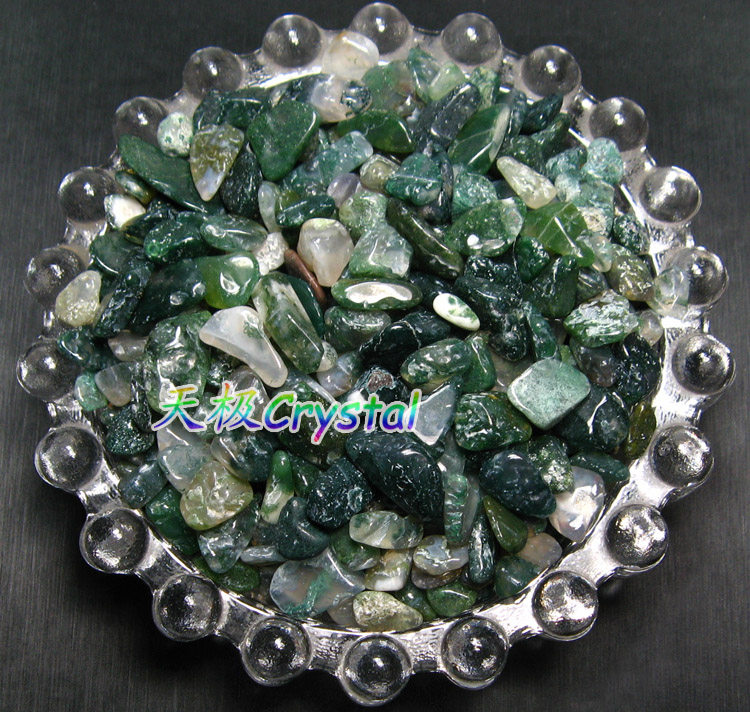 【天极水晶】天然水草玛瑙碎石100克~没有孔的~满10元免邮