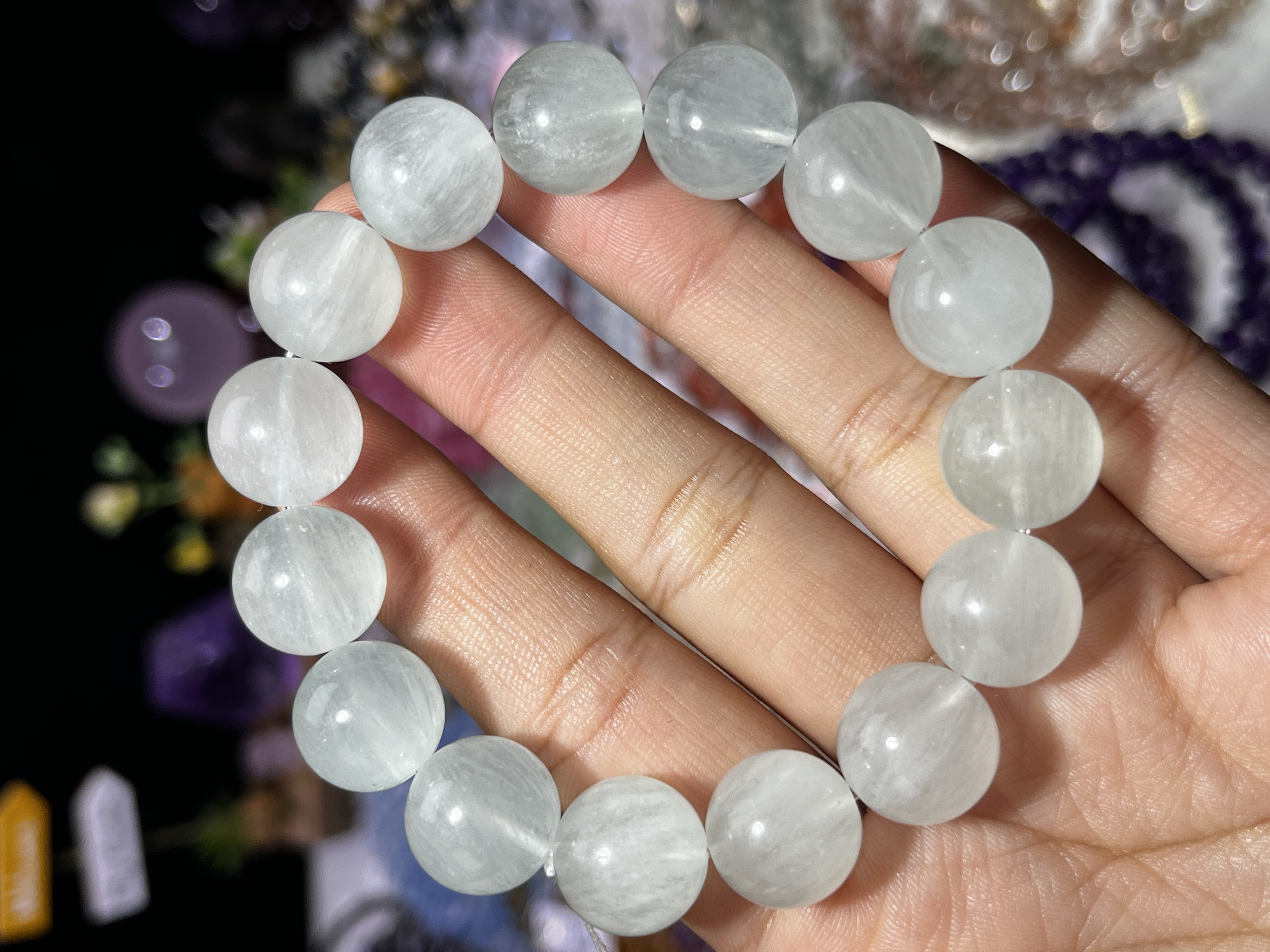 NO.5550天然拉丝萤石手链13.5mm64.8g