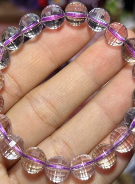 NO.5795天然紫水晶刻面手链9mm20.6g