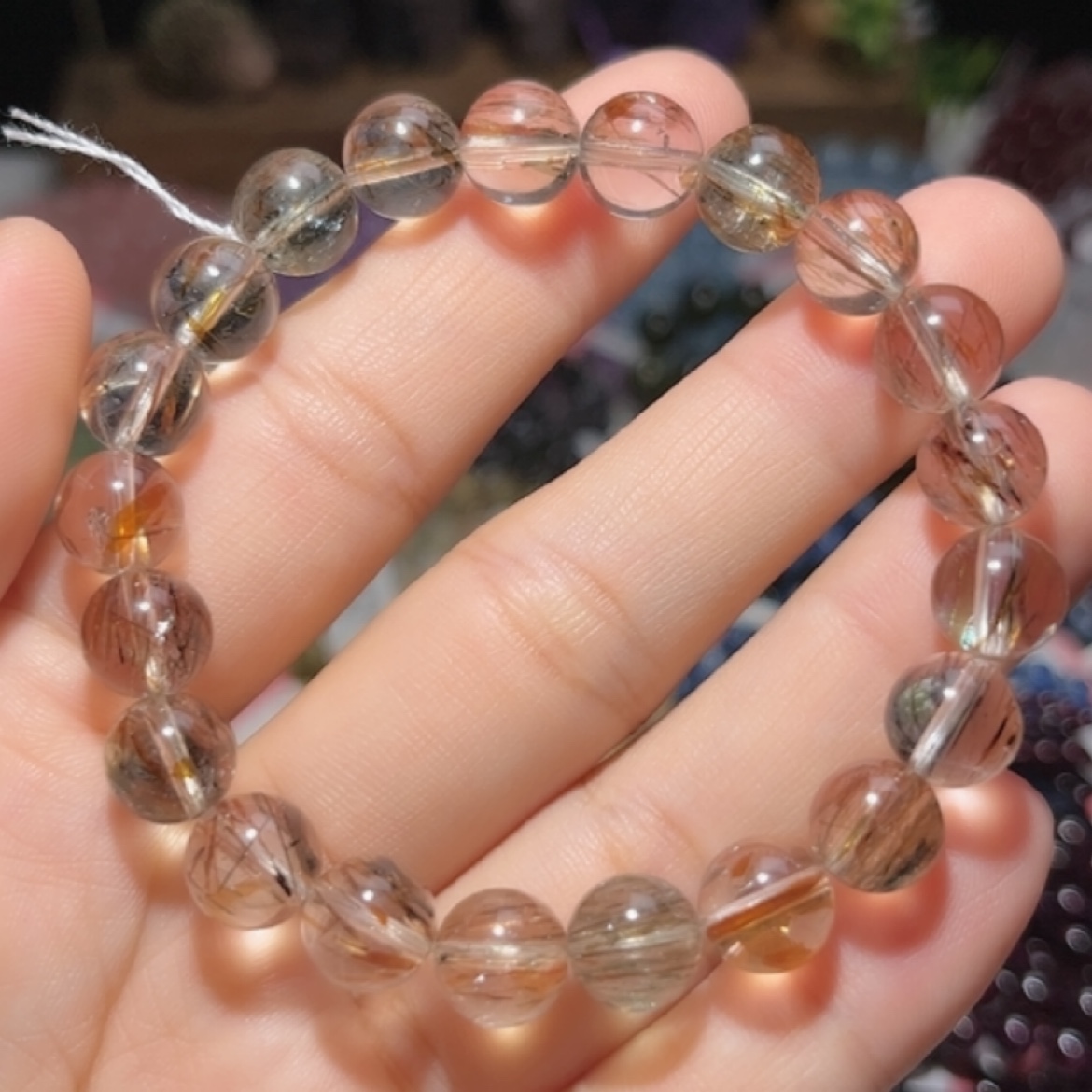 NO.3085天然黑金超七手链9mm23g