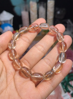 NO.2228天然铜发晶桶珠手链9mm25.5g