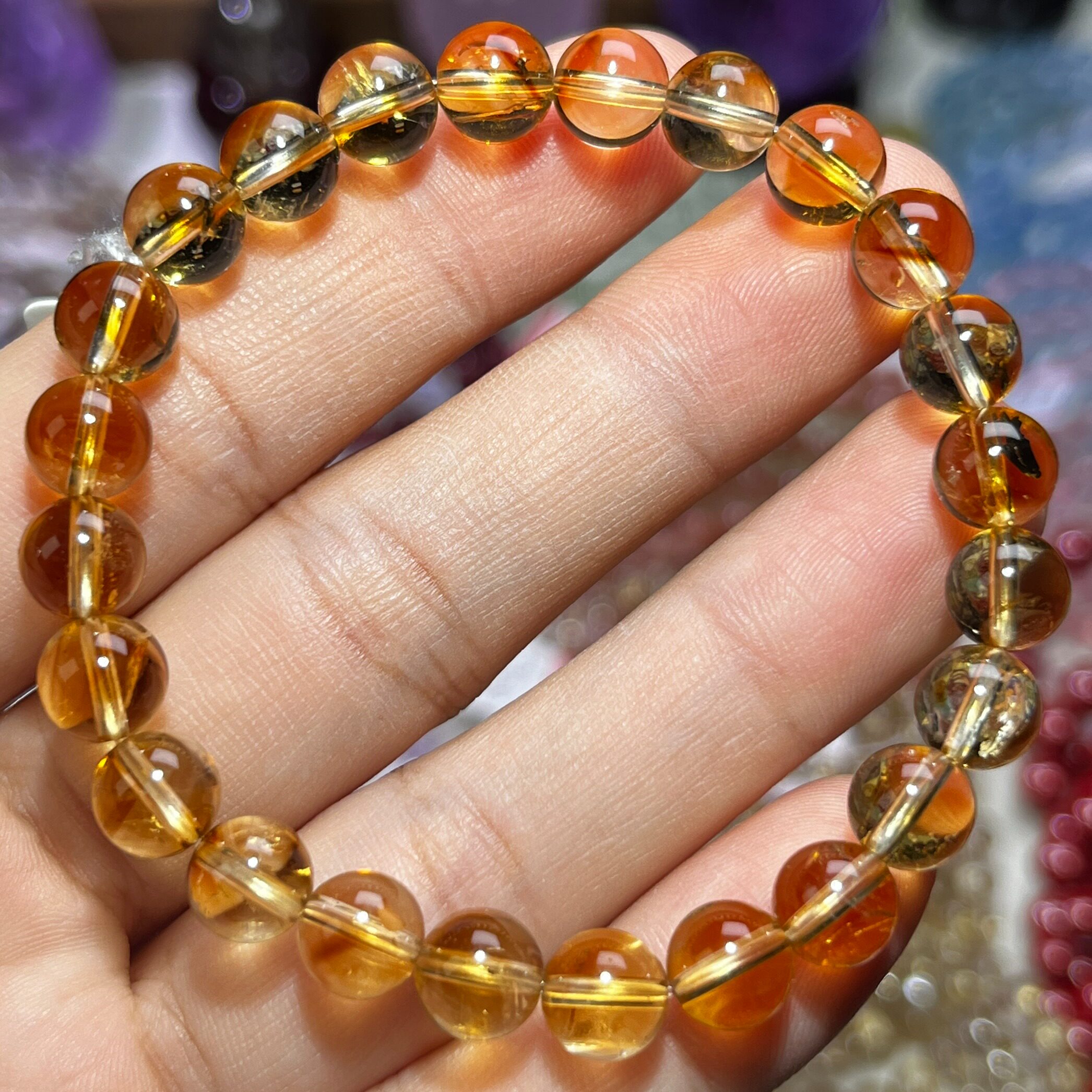 NO.5037天然黄塔晶手链7.7mm15.7g