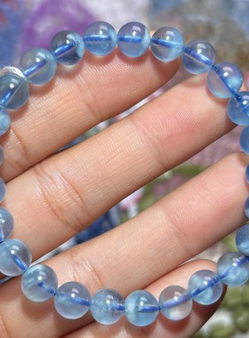NO.5128天然蓝天白云海蓝宝手链7.3mm13.7g