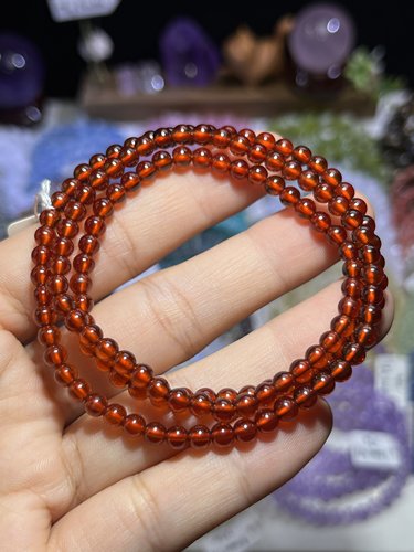 NO.8177天然橙石榴石三圈手链4.2mm19.6g