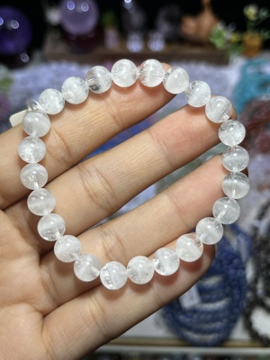 NO.7755天然星光粉草莓晶手链9.5mm24.1g