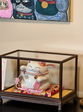 陶瓷招财猫小摆件办公室家居客厅店铺前台收银台招财摆件开业礼品
