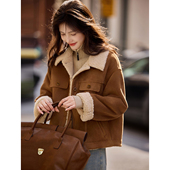 加厚上衣 苏醒 新款 乐园时尚 皮毛一体短款 仿皮草外套女2025冬季