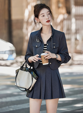 2025年秋季新款夹克外套百褶半身裙套装女装SXTZJ25104