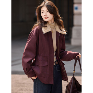 仿羊羔毛翻领羽绒服女年冬季新款厚外套女上衣