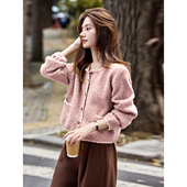 减龄巨好看宽松针织衫 设计感短款 新款 女2026年春季 上衣 毛衣开衫