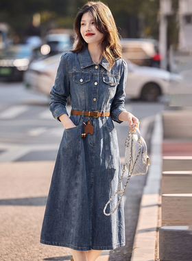 2026年春季新款翻领牛仔长袖连衣裙SXL26022
