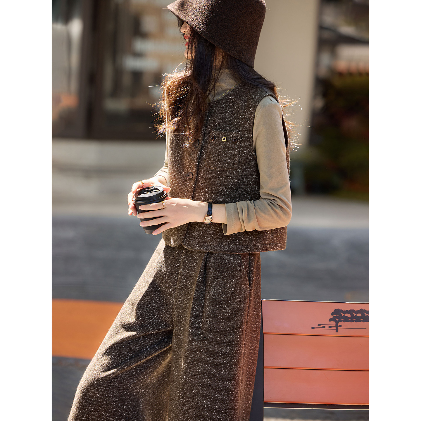 气质通勤马甲阔腿裤套装2025新款冬季女三件套,女装/女士精品,时尚套装,淘宝优惠券,粉丝福利购,淘宝优惠卷