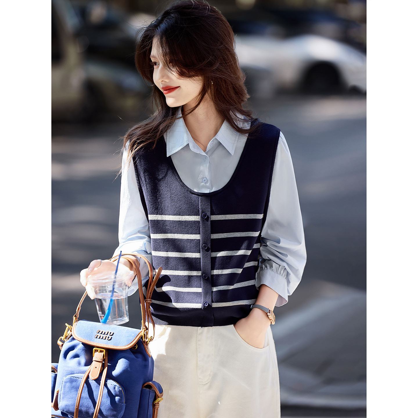 2026年春季新款假两件长袖衬衫SXCS26026