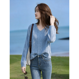 套头V领毛衣针织衫 女装 独特漂亮早春气质上衣 穿搭新款 2026春季