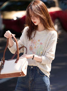 2026春季新款套头长袖针织衫T恤早春漂亮穿搭内搭打底衫气质上衣