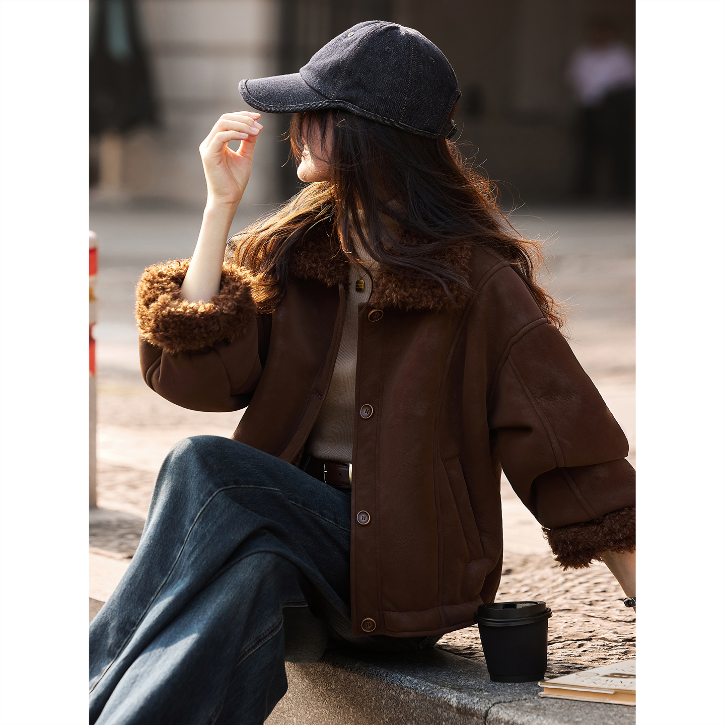 仿羊羔毛皮草外套2025年冬季新款加绒厚外衣女装SXPC25049