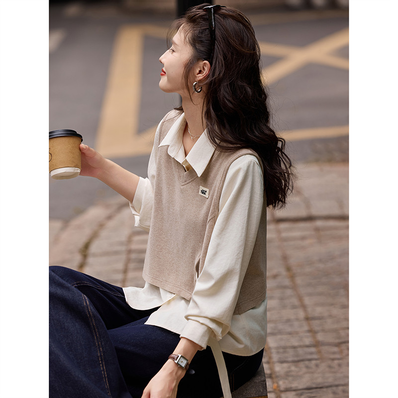 苏醒的乐园设计感针织马甲衬衫2026春季新款女装套装