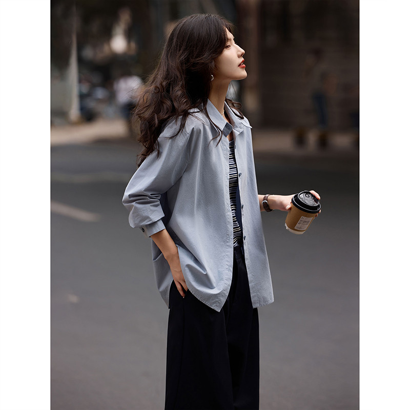 苏醒的乐园休闲气质纯棉长袖衬衫2026春季新款背心长裤三件套装女