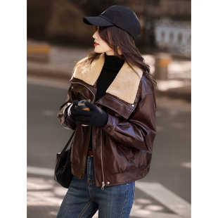 羊羔毛皮草毛毛外套女年冬季 复古毛领皮衣上衣女 新款