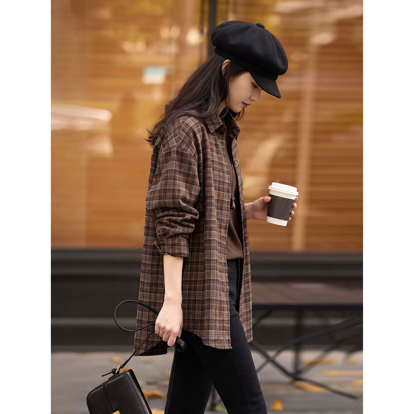 2026年春秋新款通勤格纹长袖衬衫SXCS26211