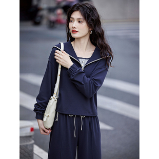 休闲女装 海军领卫衣背心长裤 新款 2025秋季 SXTZE25105 三件套装