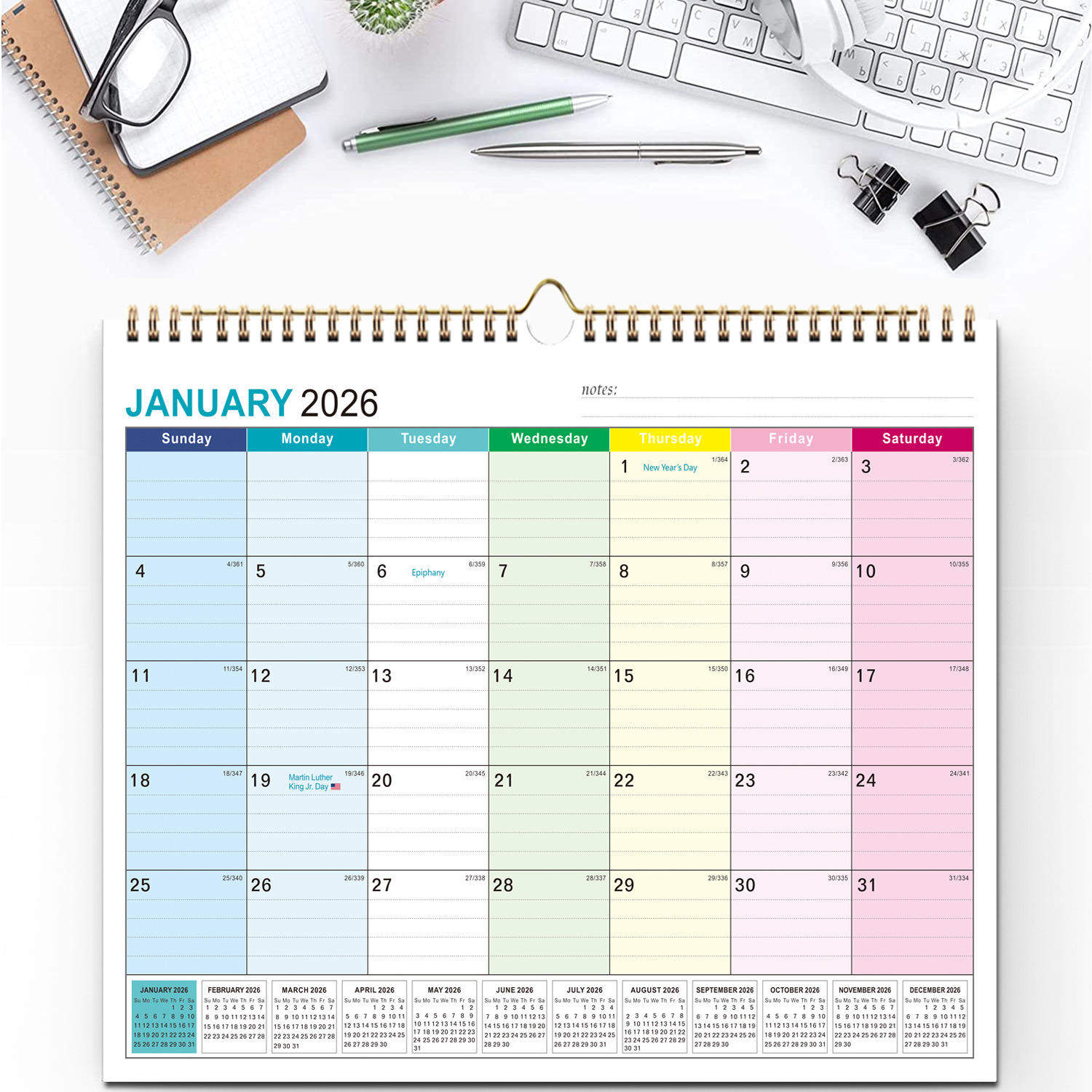 新款 现货供应2026年英文挂历简约挂墙式挂历英文日历台历欧格思