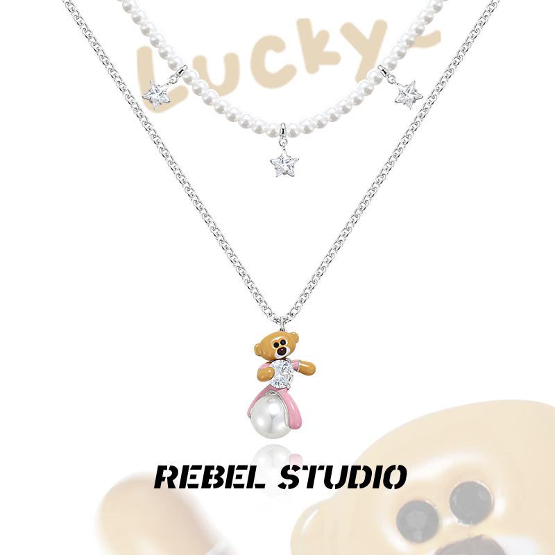rebelstudio童趣小熊珍珠项链女