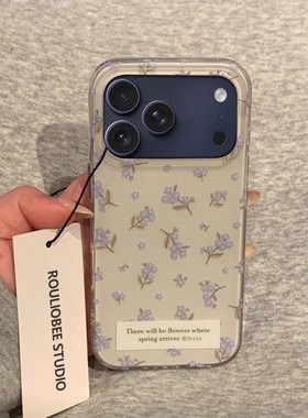 hx紫色小碎花磨砂质感双层适用17全包16151413手机壳防摔壳保护壳