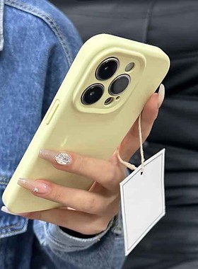 hx一体ai按奶黄色适用iphone17promax纯色16pro苹果15手机壳14防13