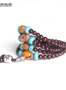 纯天然石榴石多层手串珠