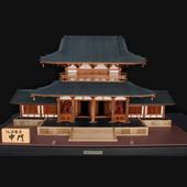 日本木制手工拼装 50法隆寺中门立体益智模型礼物玩具 小林工艺1