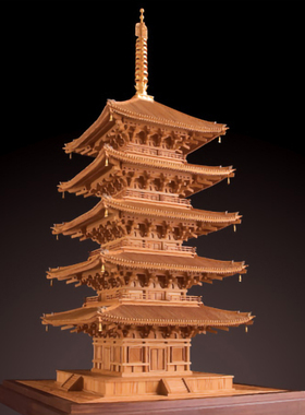 日本diy手工拼装小林工艺1/70兴福寺五重塔木制古建筑模型玩具