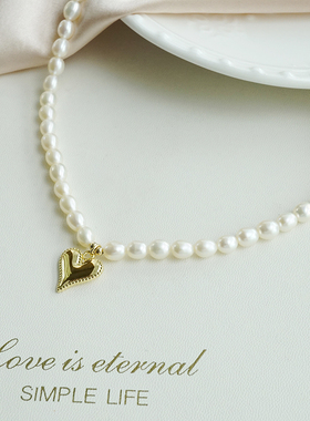 正品爱心吊坠天然淡水珍珠项链锁骨链强光小米粒颈链小众女友礼物