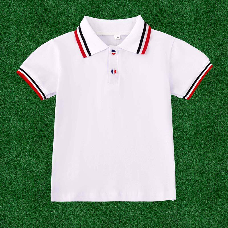 polo衫31888校服男女孩中大童短袖体恤白色带领上衣纯棉衬衫女童